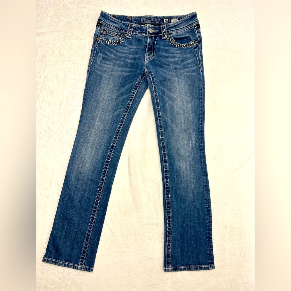 Miss Me Straight Leg Jewel Studded Jeans